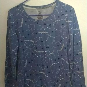 Constellation Light Blue Long Sleeve Pajama Top